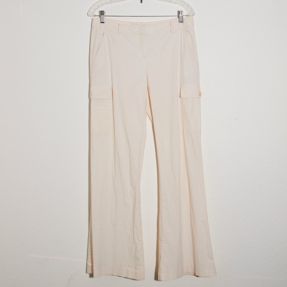 Theory Women's Cream Cargo Wide Leg Flare Pants - Picture 1 of 13